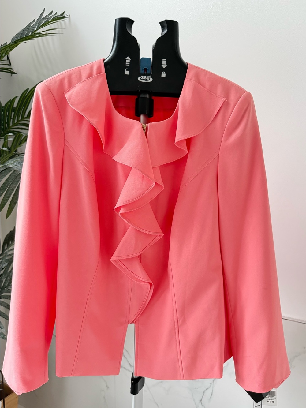 NWT Emily Coral Ruffle Zip Front Blazer Jacket 16W Plus Career Suit Top